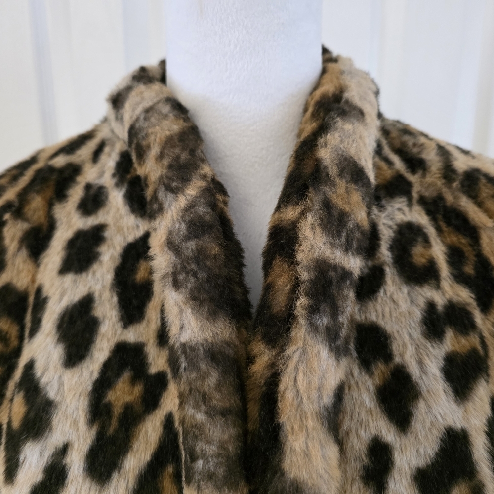Vintage MONDI faux Fur Leopard Statement Coat-Made In Germany-Y2K Mob Wife Lux - Picture 13 of 15